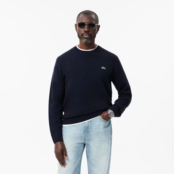 3D strikket kashmir sweater med rund hals