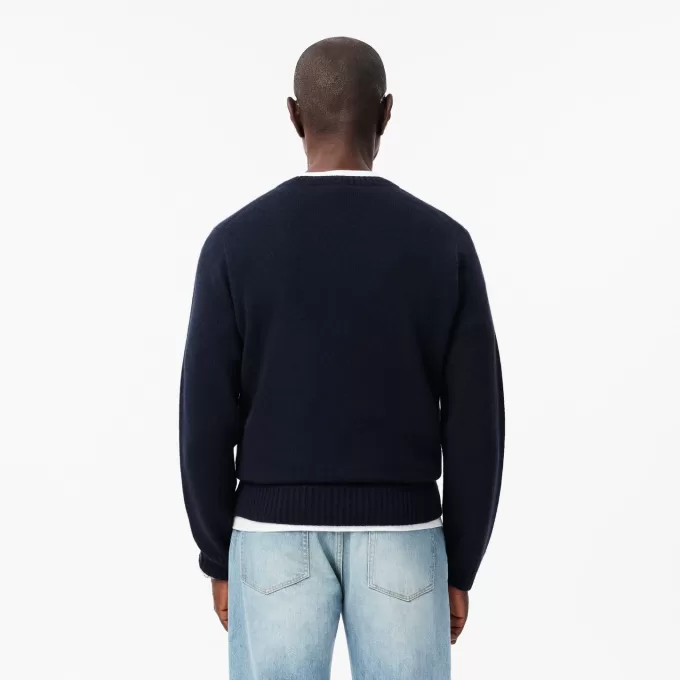 3D strikket kashmir sweater med rund hals