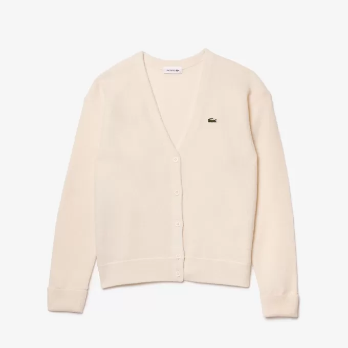 Afslappet pasform V-hals uld cardigan