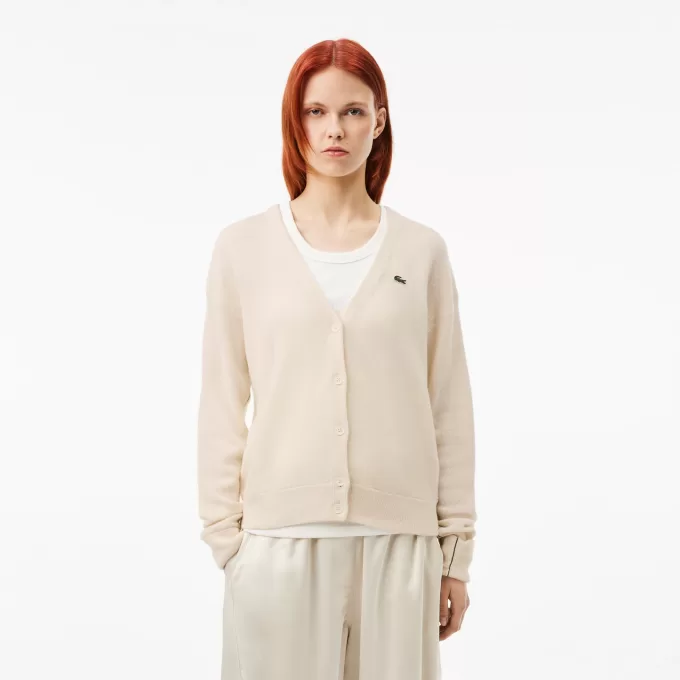 Afslappet pasform V-hals uld cardigan