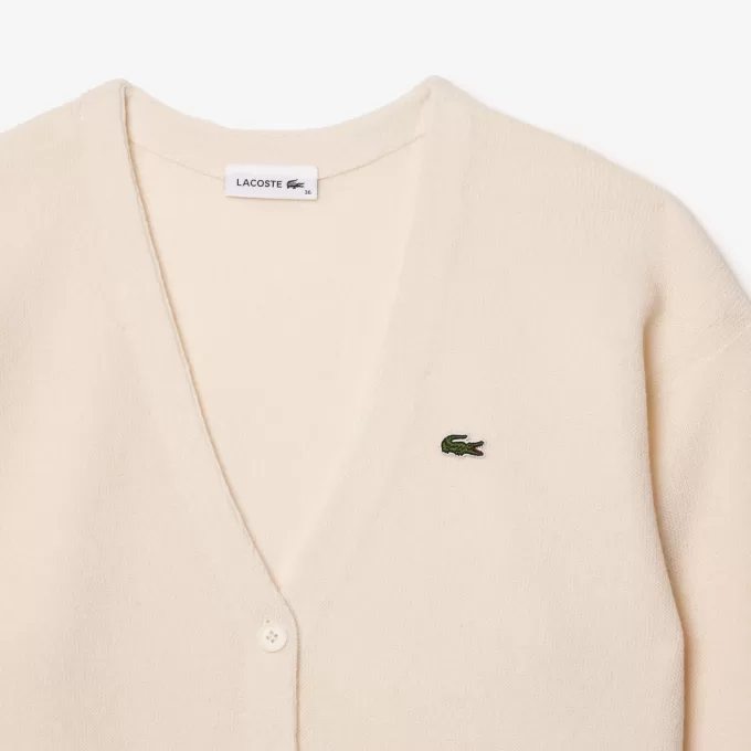 Afslappet pasform V-hals uld cardigan