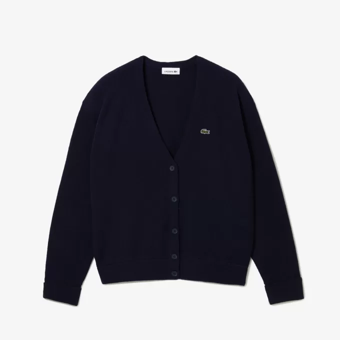 Afslappet pasform V-hals uld cardigan