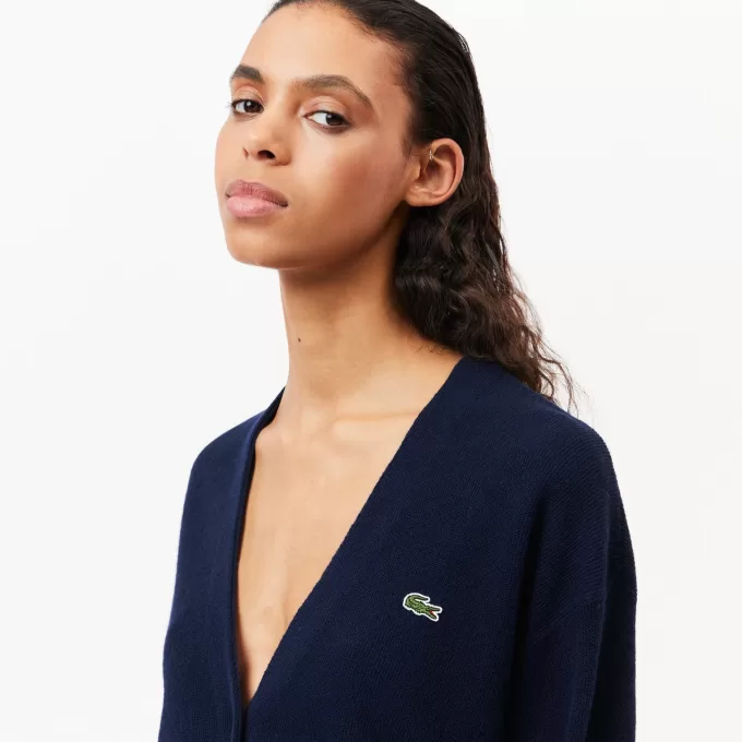 Afslappet pasform V-hals uld cardigan