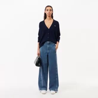 Afslappet pasform V-hals uld cardigan