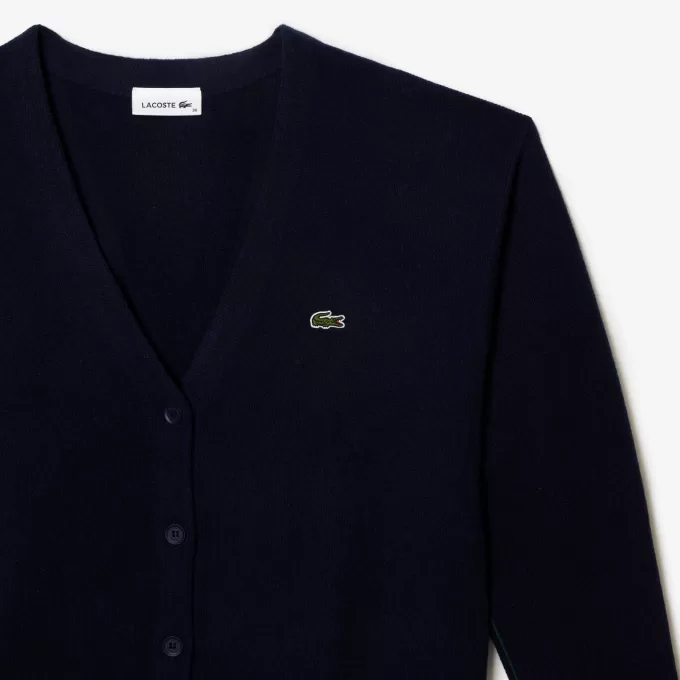 Afslappet pasform V-hals uld cardigan