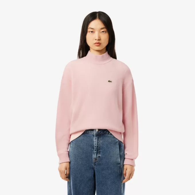 Afslappet pasform carded uld højhalset sweater