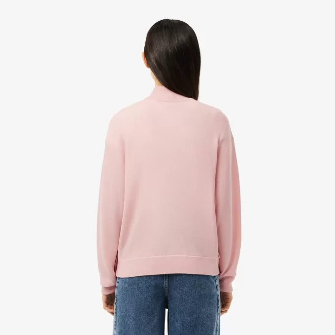 Afslappet pasform carded uld højhalset sweater