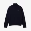Afslappet pasform carded uld højhalset sweater