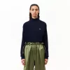 Afslappet pasform carded uld højhalset sweater