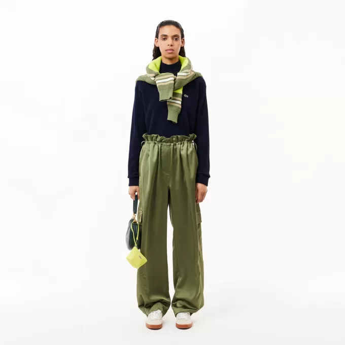 Afslappet pasform carded uld højhalset sweater