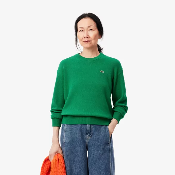 Afslappet pasform carded uld mossøm sweater