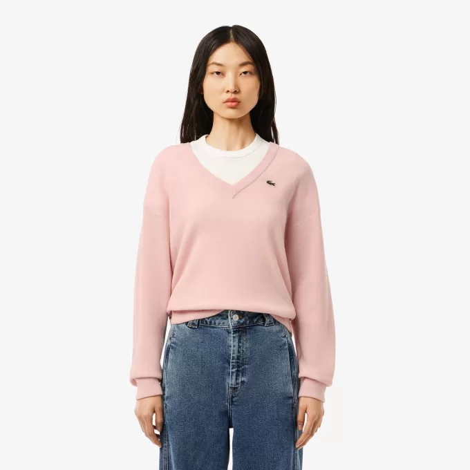 Afslappet pasform carded uld mossøm sweater