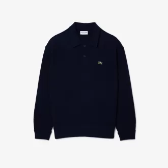 Afslappet pasform kartet uld polo sweater