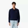 Afslappet pasform kartet uld polo sweater