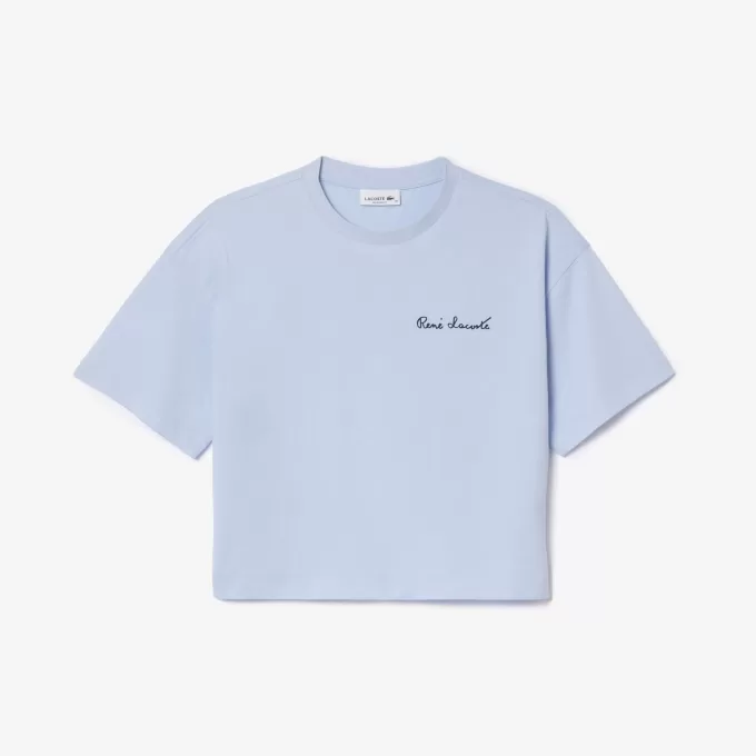 Afslappet pasform mærket bomuld T-shirt