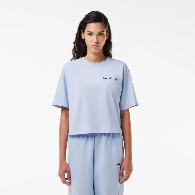 Afslappet pasform mærket bomuld T-shirt