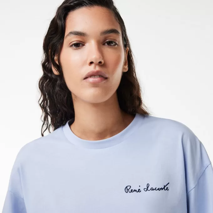 Afslappet pasform mærket bomuld T-shirt