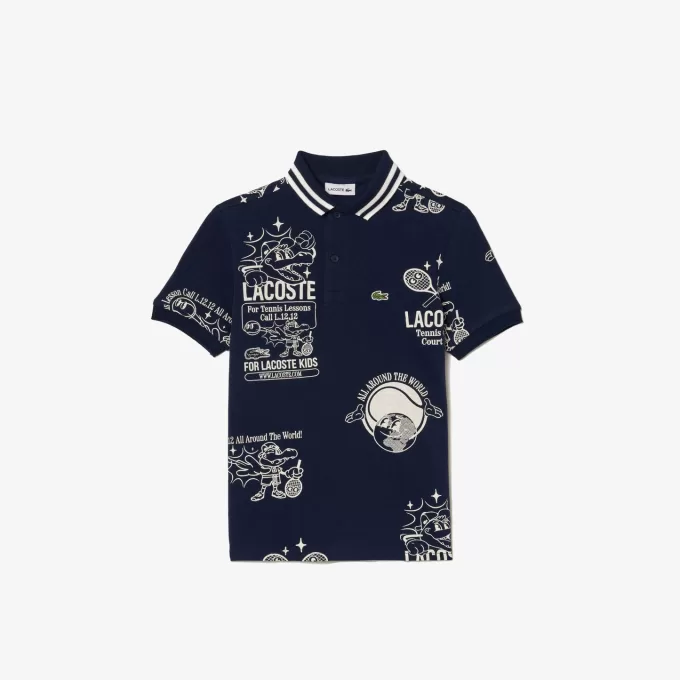 Bomuldspoloshirt med grafisk tryk