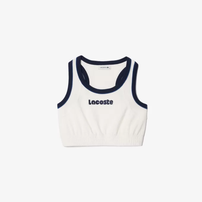 Bralette med broderet logo i frotté i bomuld