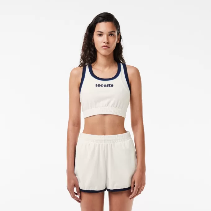 Bralette med broderet logo i frotté i bomuld