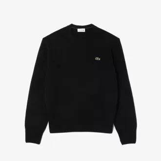 Carded uld sweater med rund hals
