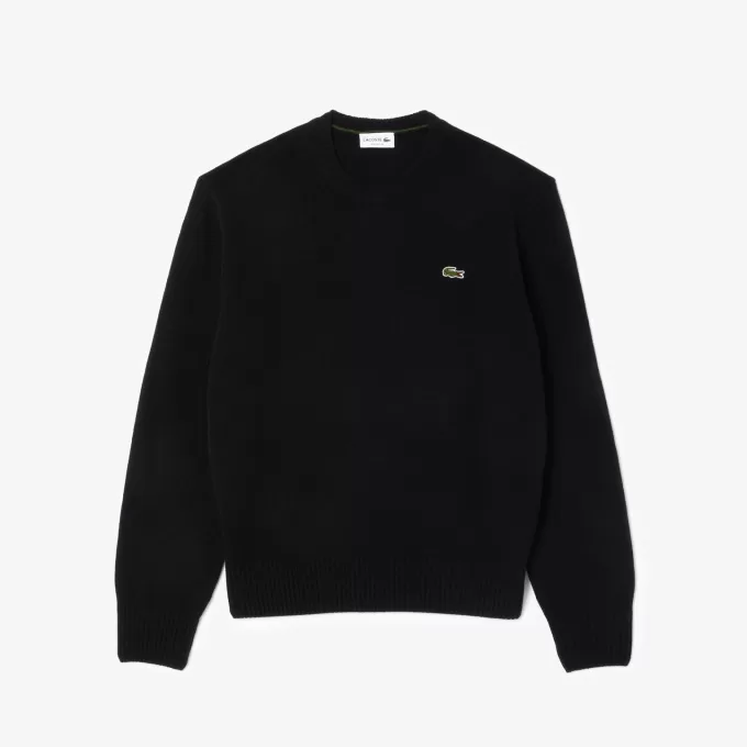 Carded uld sweater med rund hals