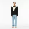 Carded uld sweater med rund hals