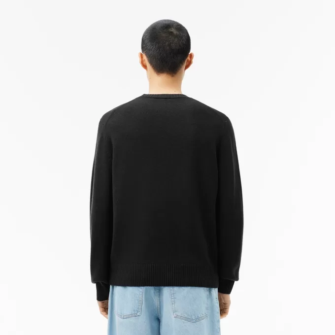 Carded uld sweater med rund hals