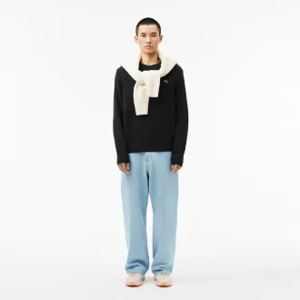 Carded uld sweater med rund hals