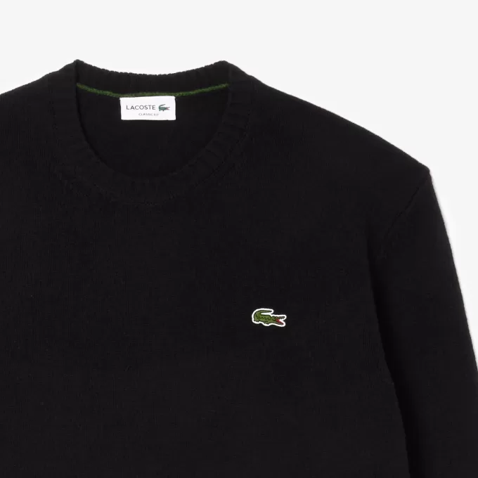 Carded uld sweater med rund hals