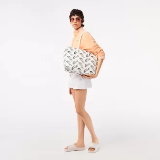 Dame Lacoste L.12.12 Logo Print Tote