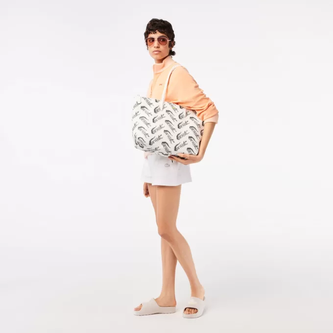 Dame Lacoste L.12.12 Logo Print Tote