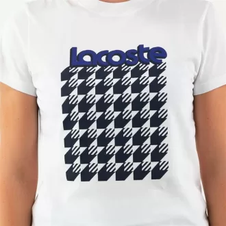Dame Lacoste SPORT Åndbar T-shirt med Houndstooth-mønstret