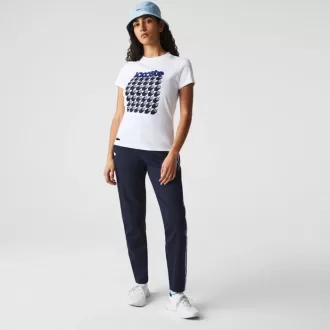 Dame Lacoste SPORT Åndbar T-shirt med Houndstooth-mønstret