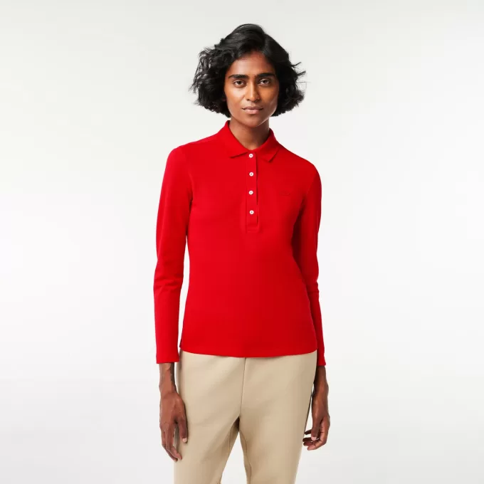 Dame Slim fit Stretch Piqué Lacoste Polo Shirt