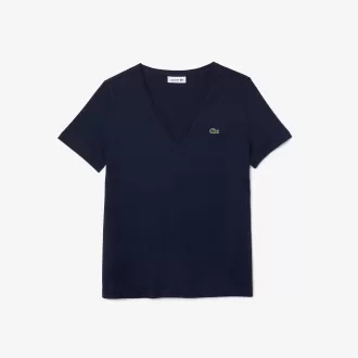 Dame V-hals Loose Fit T-shirt i bomuld
