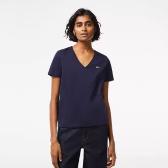 Dame V-hals Loose Fit T-shirt i bomuld