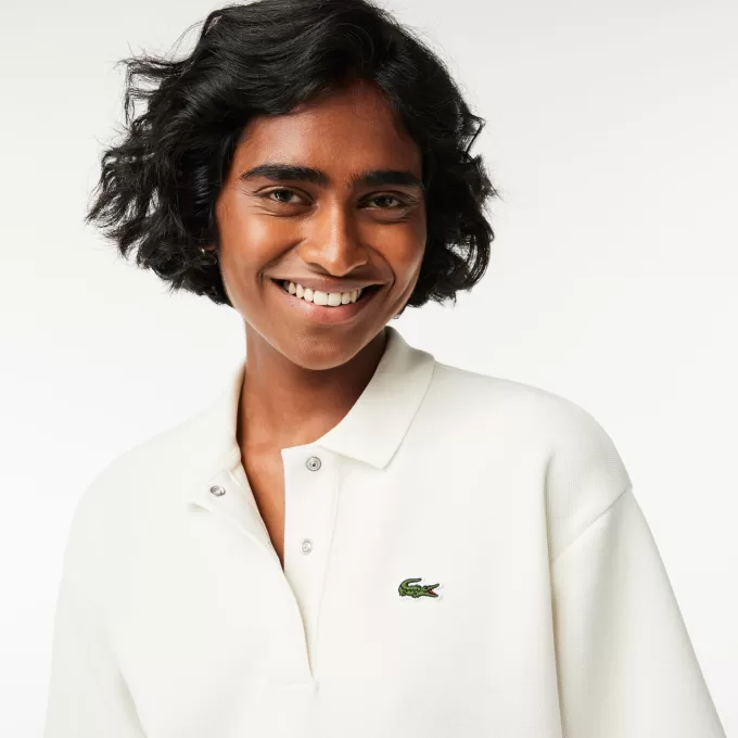 Dobbeltsidet bomuldspiké oversized poloshirt