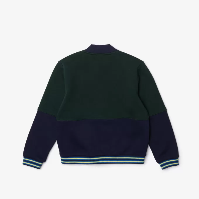 Drenge Lacoste stribet Varsity-jakke i økologisk bomuld Drenge Lacoste stribet Varsity-jakke i økologisk bomuld
