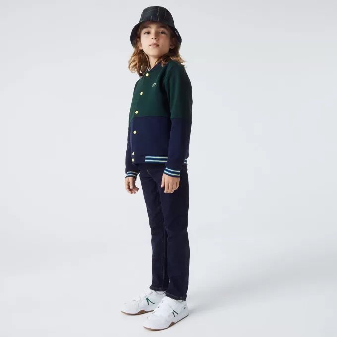 Drenge Lacoste stribet Varsity-jakke i økologisk bomuld Drenge Lacoste stribet Varsity-jakke i økologisk bomuld