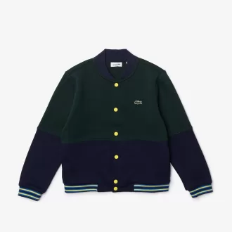 Drenge Lacoste stribet Varsity-jakke i økologisk bomuld