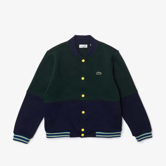 Drenge Lacoste stribet Varsity-jakke i økologisk bomuld Drenge Lacoste stribet Varsity-jakke i økologisk bomuld