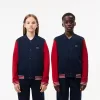 Fleece bomberjakke med kontrastærmer
