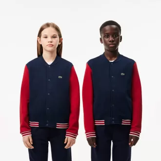 Fleece bomberjakke med kontrastærmer