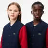 Fleece bomberjakke med kontrastærmer