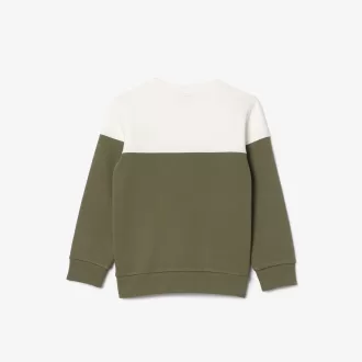 Fleece colourblock sweatshirt med rund hals
