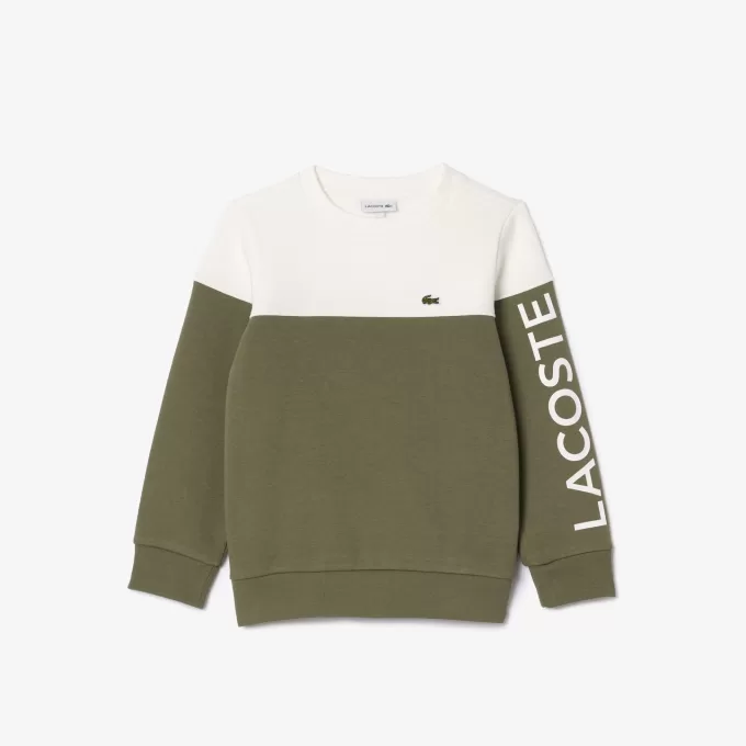 Fleece colourblock sweatshirt med rund hals