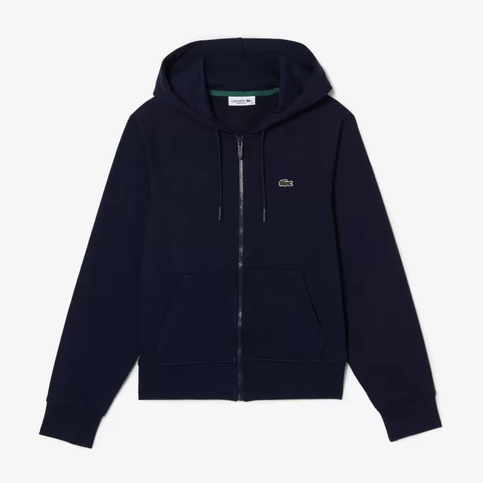 Fleece hættetrøje med lynlås