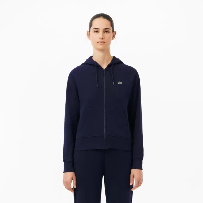 Fleece hættetrøje med lynlås