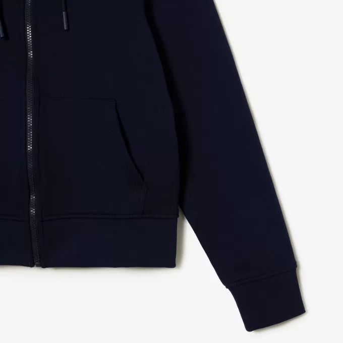 Fleece hættetrøje med lynlås